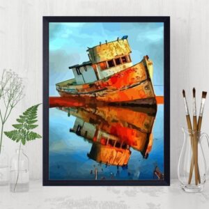 Ship Landscape Coloring By Numbers Hand Painted Drawing