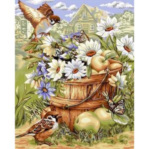 Bird And Flowers DIY Painting By Numbers With Frame