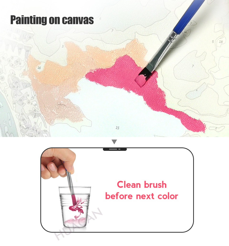 Pink Flower Kits Handpainted Picture By Number - Image 4