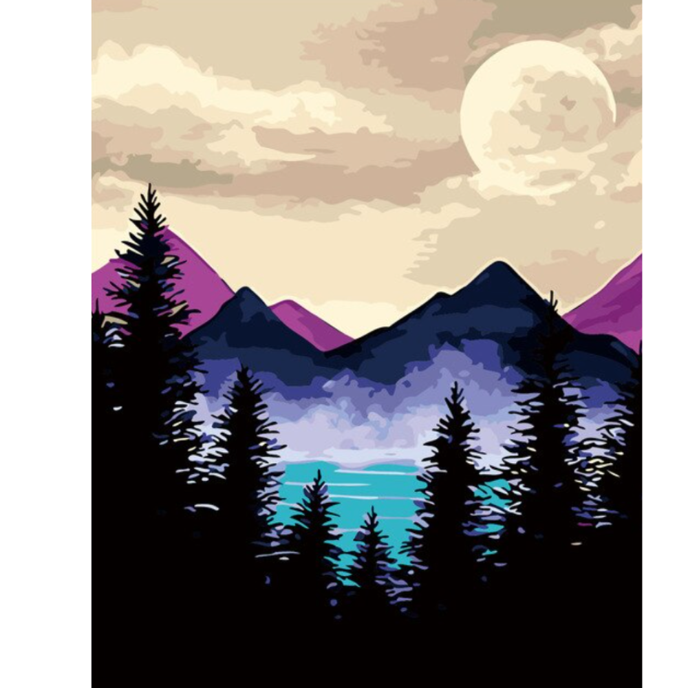 DIY Paint By Numbers, Acrylic Watercolor, Forest