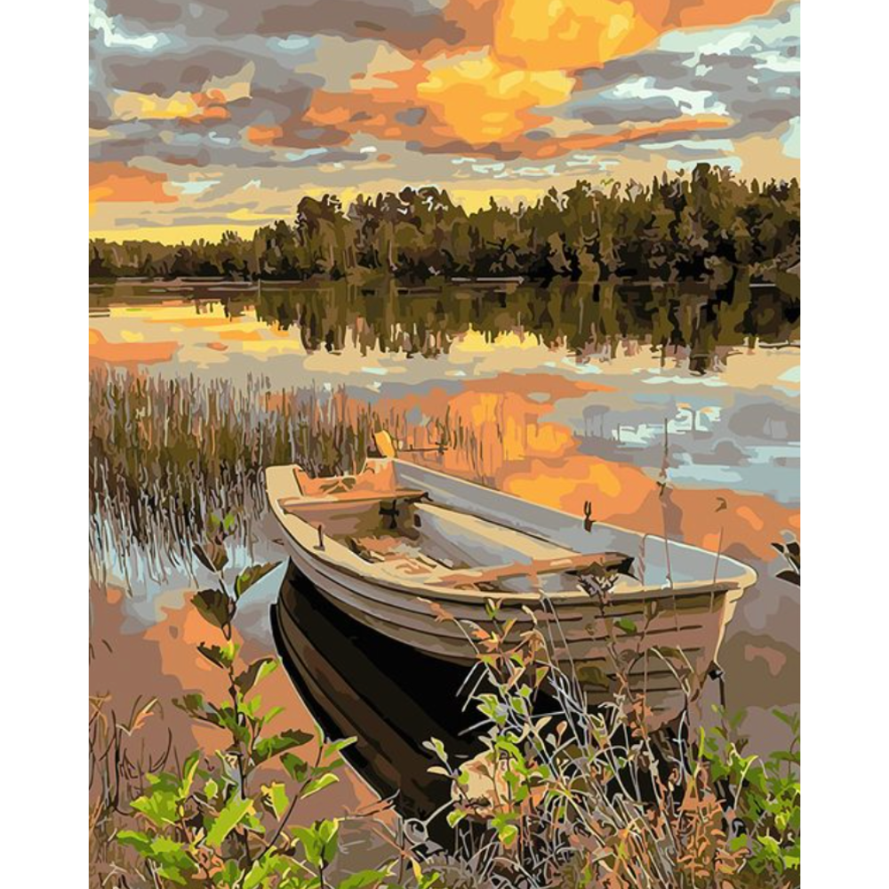 Acrylic Watercolor Paint By Number, Boat