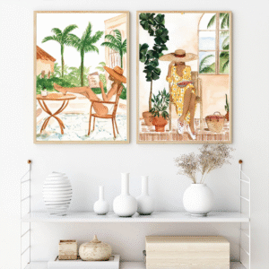 Fresh Plants Woman Painting By Numbers DIY Wall Art, Set Of 2